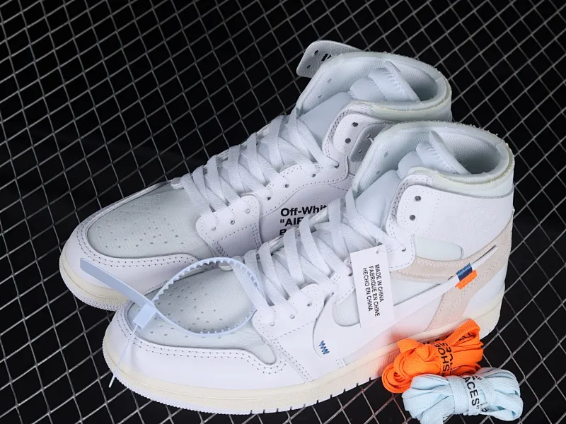 All categories Air Jordan Jordan series basketball shoes Air Jordan 1 High L version Off White x Air Jordan OW AJ1 Joe 1 joint all-white high-top basketball shoes AQ0818-100
